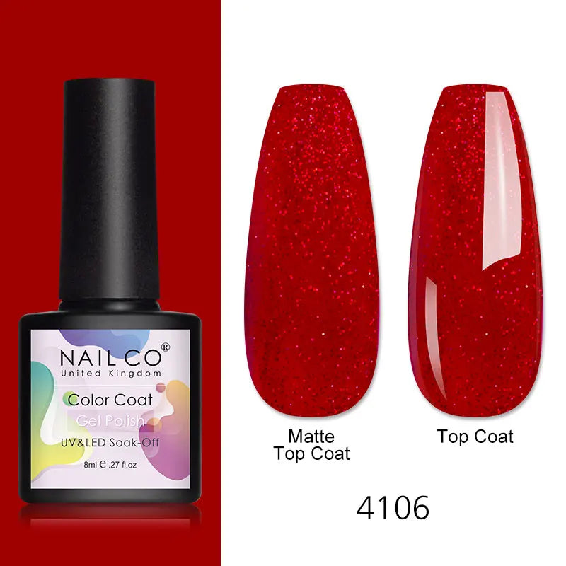 NAILCO 8ml Pink Red Colors Gel Nail Polish Nail Art Varnishes Gel Lacquer Coat LED Nails Manicure Design UV Gel Varnish Soak Off
