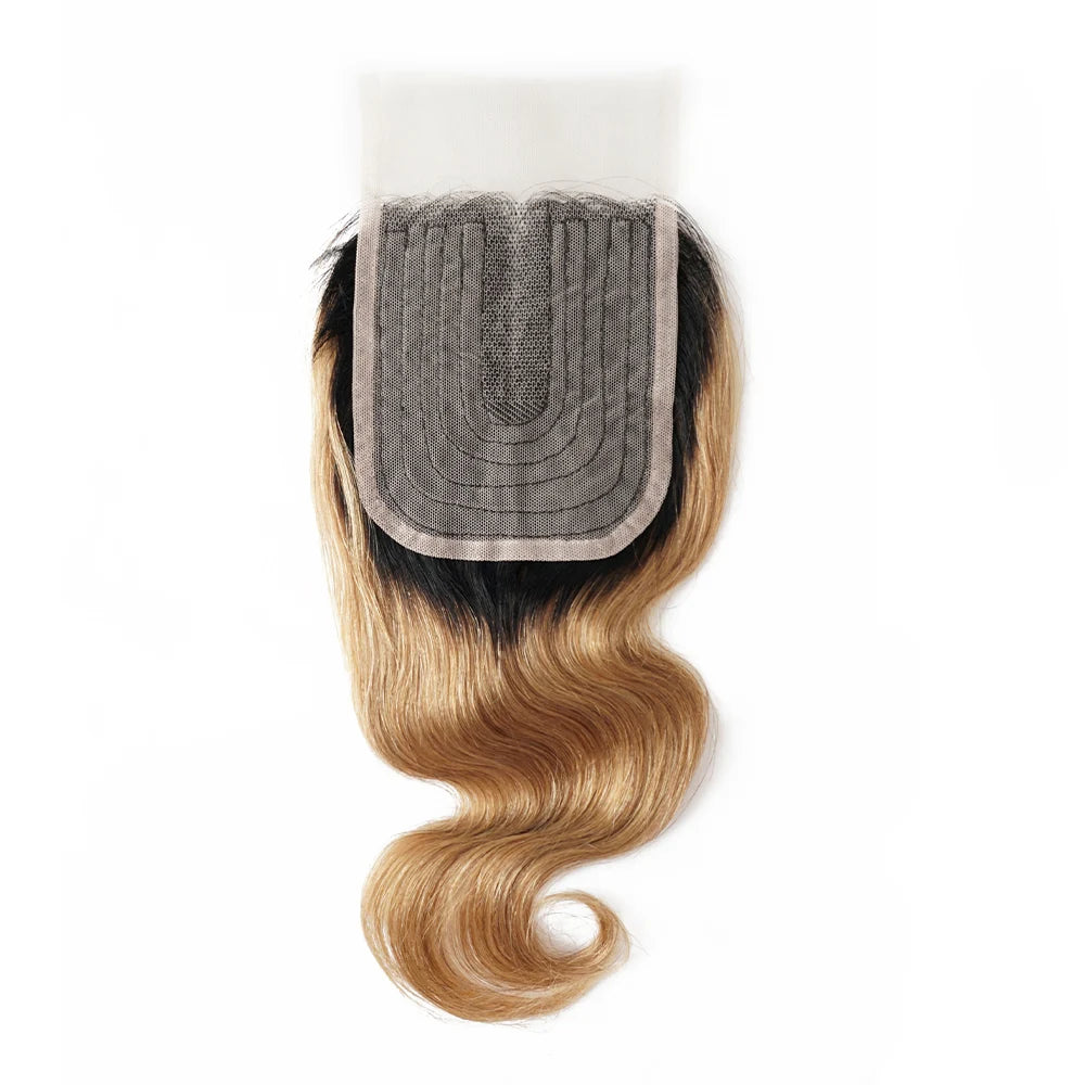 Body Wave 4x1 T Lace Closure Middle Part Transparent Lace Black Brown Honey Blonde Indian Remy Human Hair Bobbi Collection