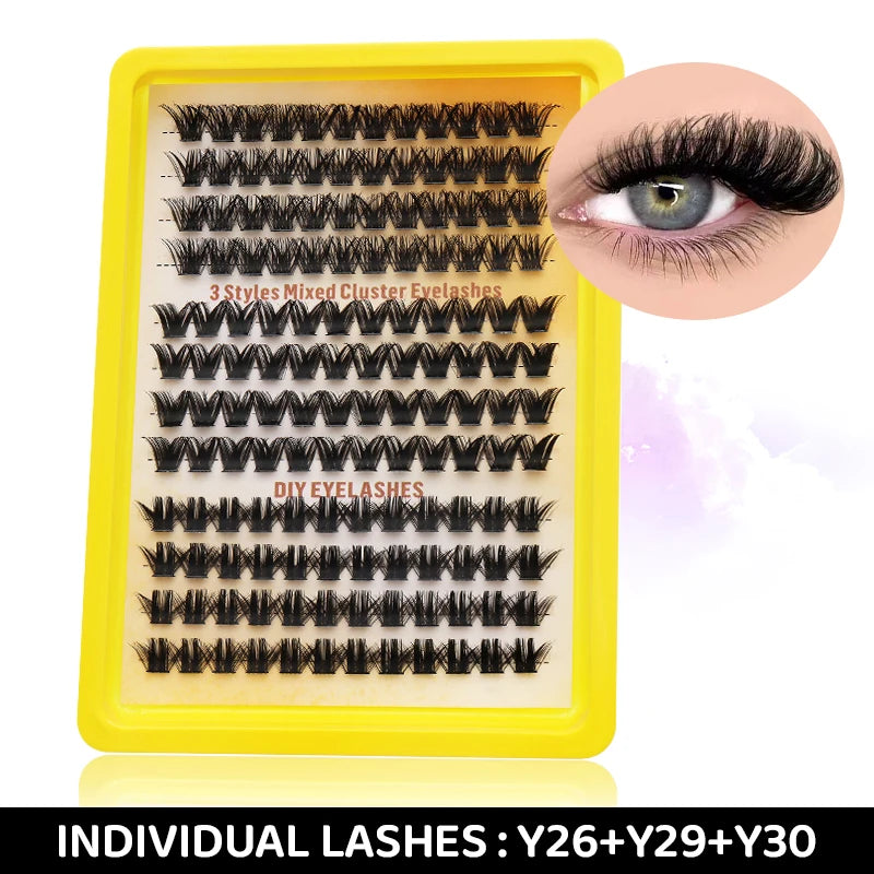 DINGSEN Eyelashes Cluster Soft Individual Lashes Eyelashes Extensions Volume DIY Eyelashes Kit Thick Cluster Eyelash Makeup