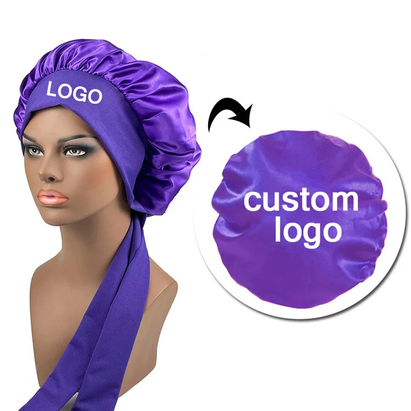 100 Mulberry Silk Hair Bonnet Personalize Logo Satin Sleeping Cap 10-50Pcs Wholesale Overnight Hair Protect Bonnets Anti-Frizzy