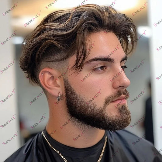 Men's Hair Replacement System - 30mm Wave Toupee with Skin Base