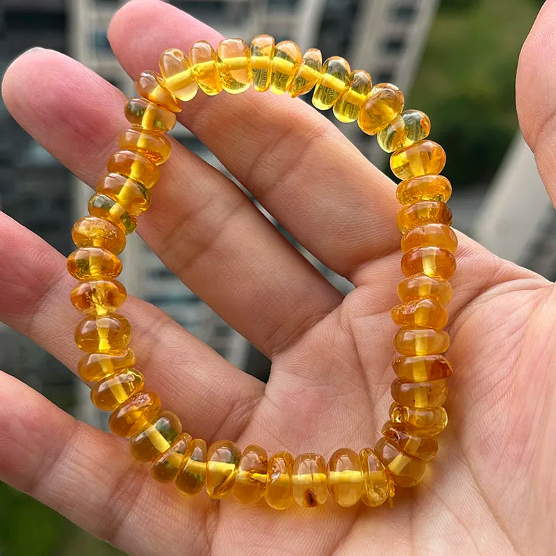 Baltic Plant Amber Bracelet for Women Gift Unique Handmade Irregular Golden Beads New Natural Stone Jewelry Supplier Wholesale