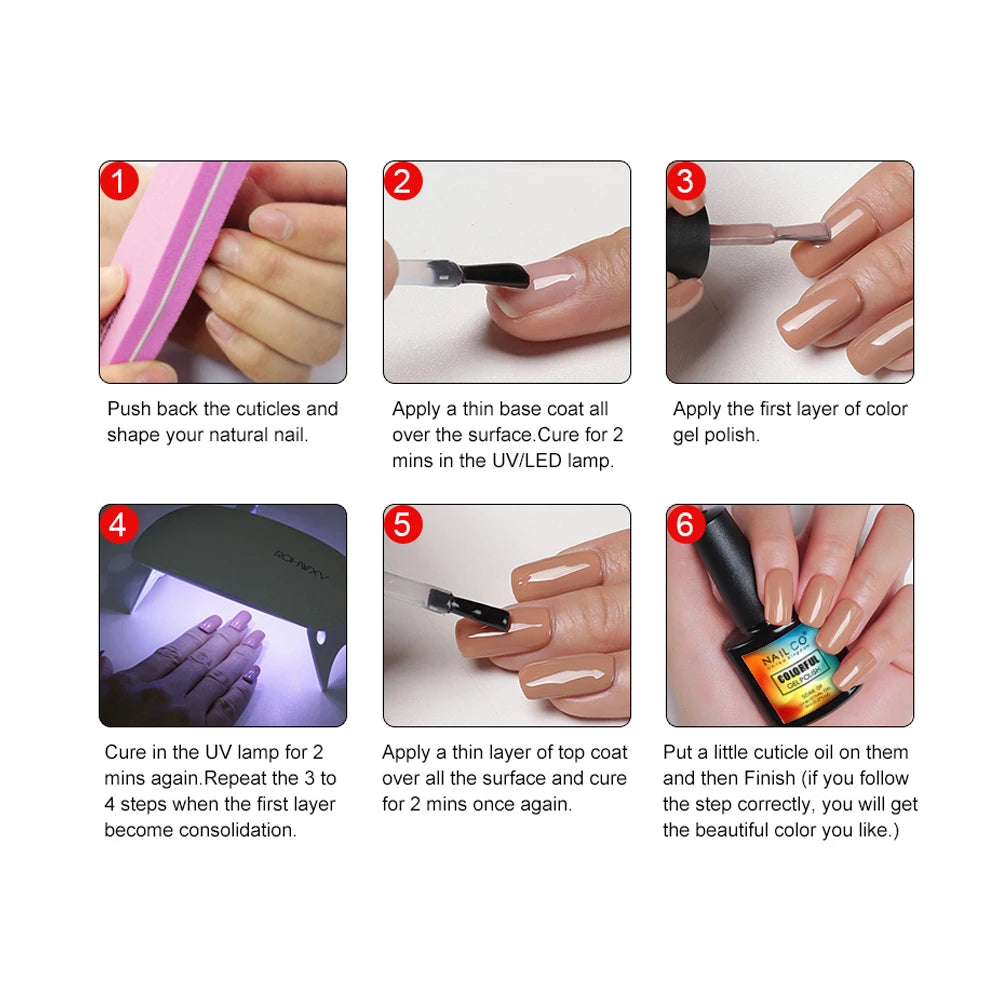 NAILCO 8ml Pink Red Colors Gel Nail Polish Nail Art Varnishes Gel Lacquer Coat LED Nails Manicure Design UV Gel Varnish Soak Off