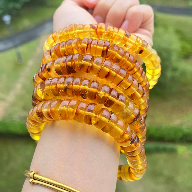 Baltic Plant Amber Bracelet for Women Gift Unique Handmade Irregular Golden Beads New Natural Stone Jewelry Supplier Wholesale