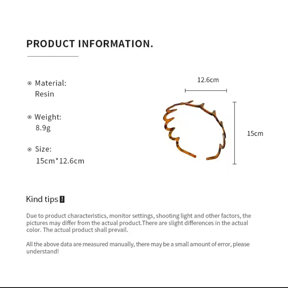 Brown Resin Hairband - Wave Toothed Non-Slip Hair Comb