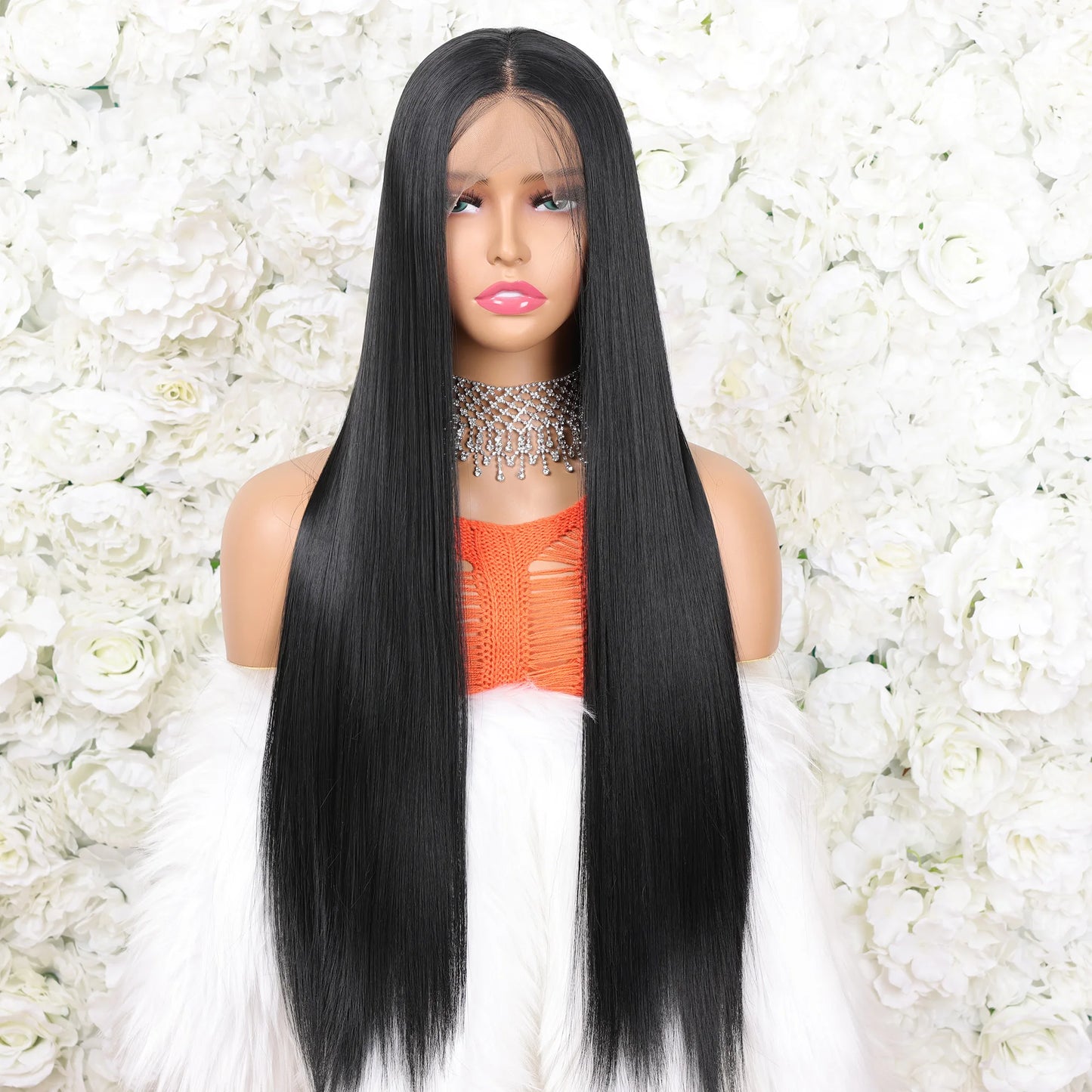 13x4x1 Lace Front Wig - Glueless Straight Synthetic with Baby Hair