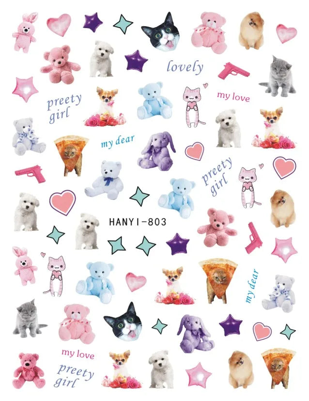 3d Pink Hearts Balloon Valentine Day Love Letters Nail Art Stickers Adhesive Sliders Nail Decals Decoration Manicure Accessories