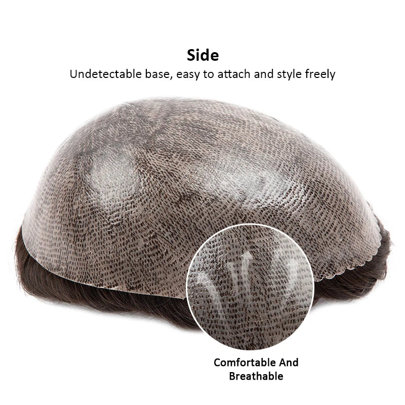 Hot Sale Toupee Wigs Human Hair For Men 0.12-0.14mm Skin Hair Prosthesis Man 6" Men's Capillary Prosthesis Soft Mens Hair System