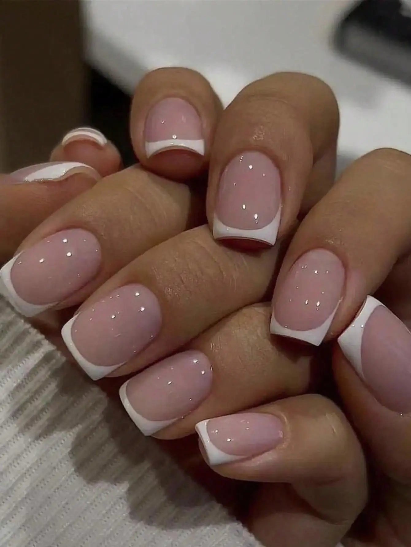 French Style Fake Nails Natural Nude White Tip Glossy Press On Fingernails Nails Art Manicure Set Beauty Many Style for Choose