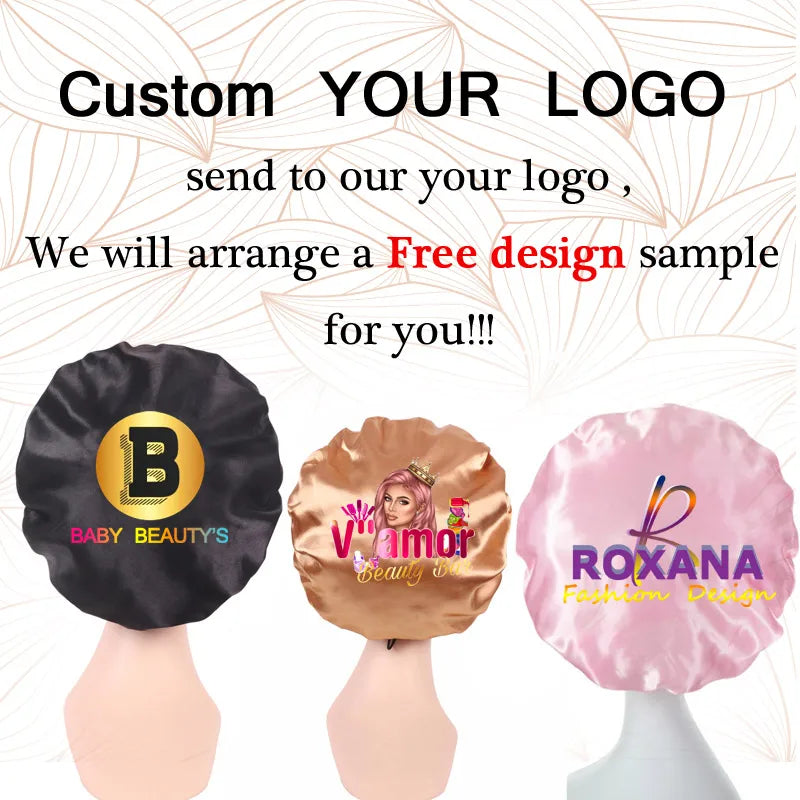 100 Mulberry Silk Hair Bonnet Personalize Logo Satin Sleeping Cap 10-50Pcs Wholesale Overnight Hair Protect Bonnets Anti-Frizzy