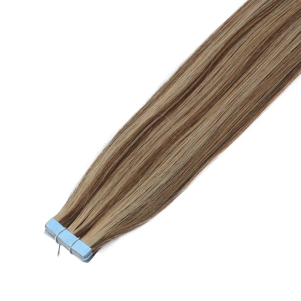 Tape in Human Hair Extensions Brown Seamless Tape in Hair Extensions Skin Weft PU Tape On Hair 12"-24" Machine Remy Tape ins