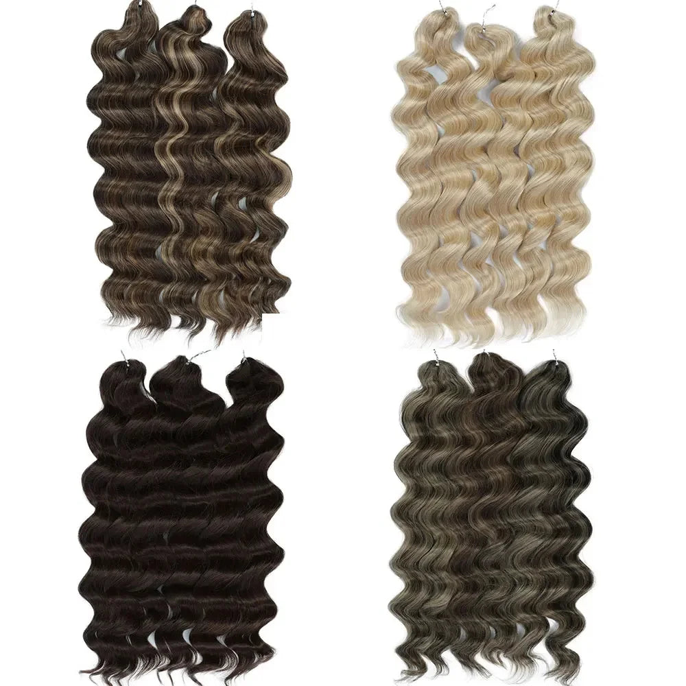 26 Inch Loose Deep Wave Crochet Hair 300g - Highlight Piano Brown Extensions