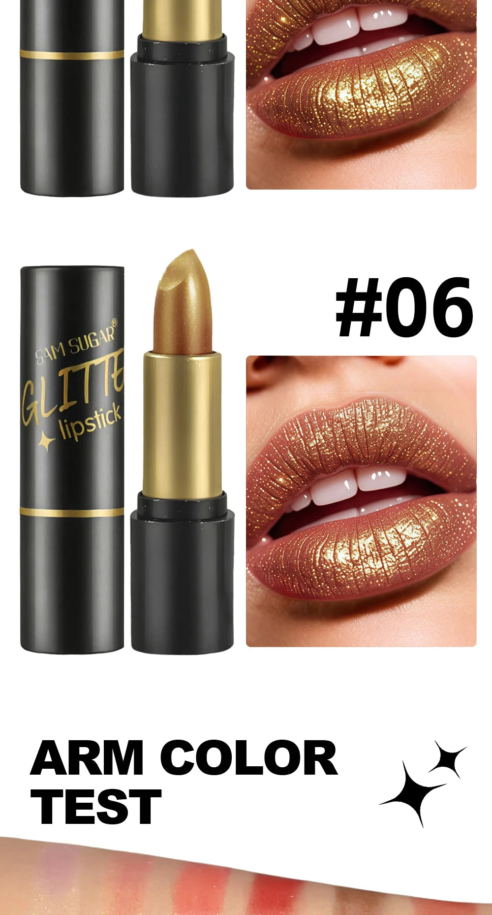 Shimmer Lipstick Moisturizing Long Lasting Waterproof Non Transfer Pearlescent Glossy Lip Gloss