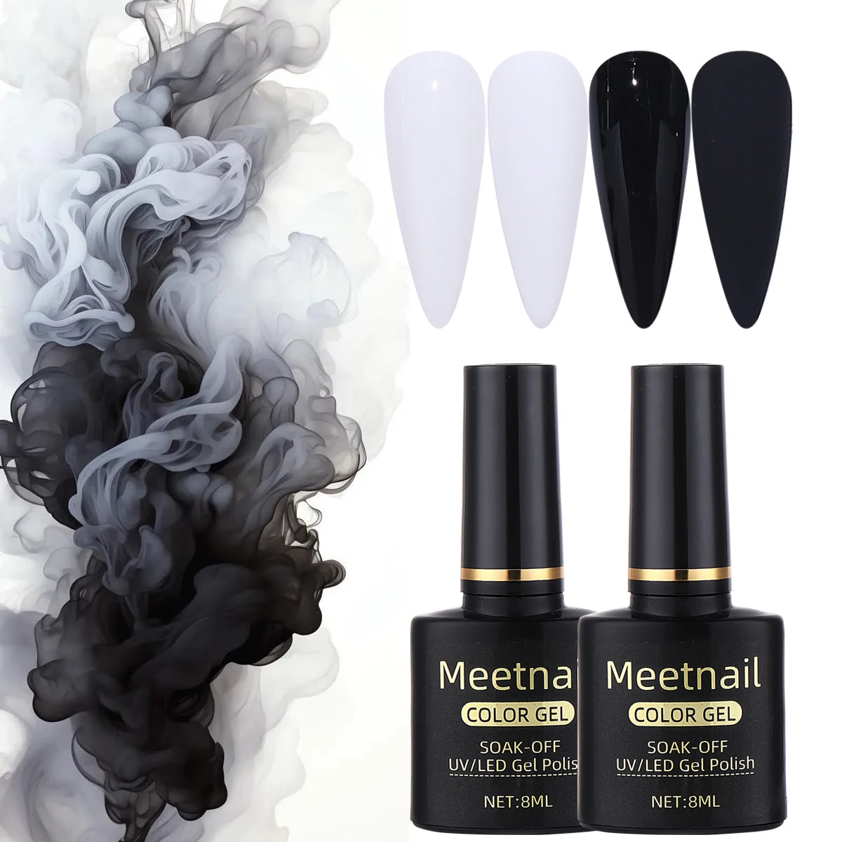 2Pcs Black White Nail Gel Polish Set 8Ml Semi Permanent Soak Off UV LED Varnish Manicure Tools Design DIY Charm Manicure Lacquer