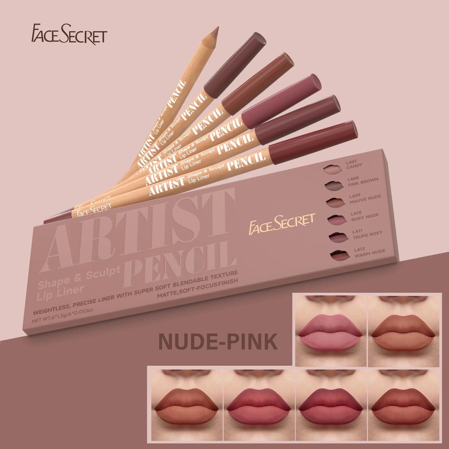 Thanks Giving Day Gift:6Pcs Lipliner Set,Nude/Pink/ Coffee Tones,Waterproof, Longlasting,Silk,Easy To Color,Women Makeup Combo,