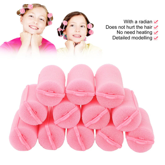 12pcs Soft Magic Sponge Foam Hair Rollers Hairdressing Tool Kit Women Styling Not Hurt Hair Heatless Curlers Professional Home