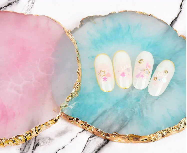 Nail Art Palette False Nail Tips Mixing Color Drawing Pallet Gel Polish Display Shelf Round Resin Agate Stone Manicure Tool