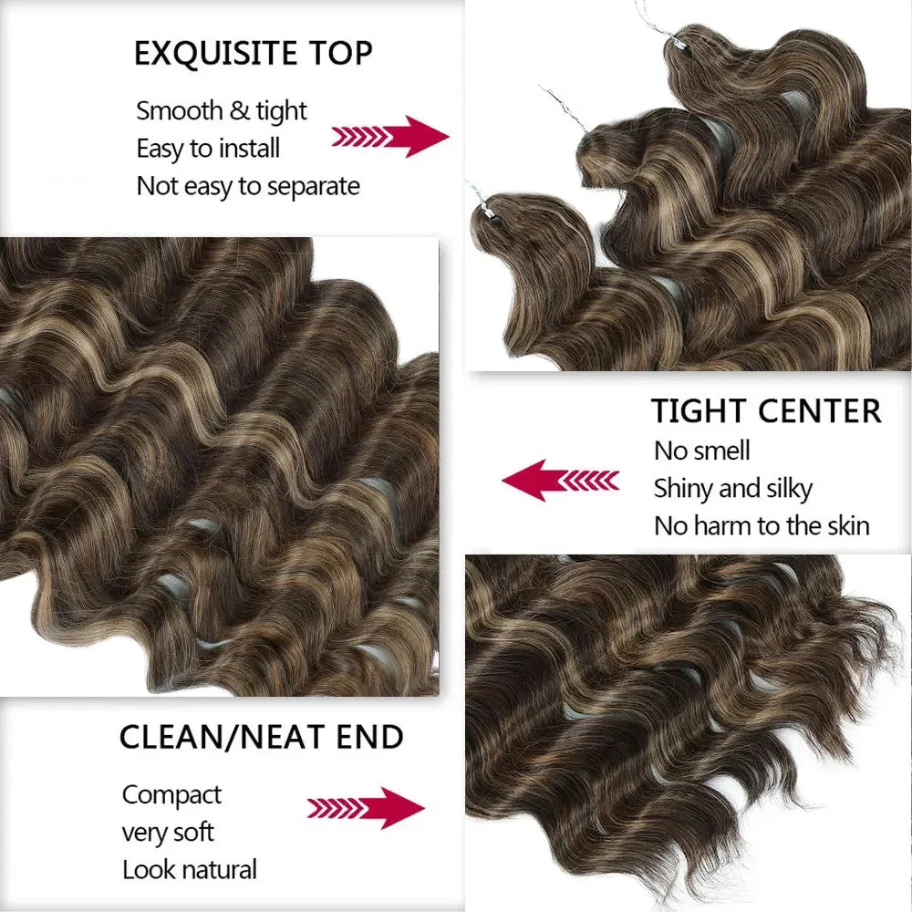 26 Inch Loose Deep Wave Crochet Hair 300g - Highlight Piano Brown Extensions