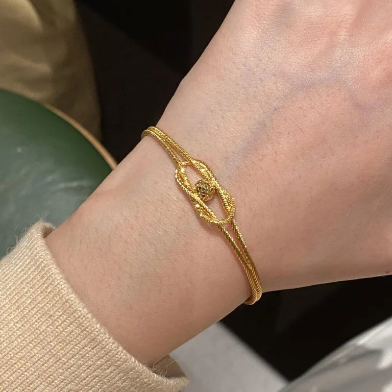 Sparkling exquisite crushed ice ball knot bracelets for women light luxury retro High quality bangles banquet jewelry gifts