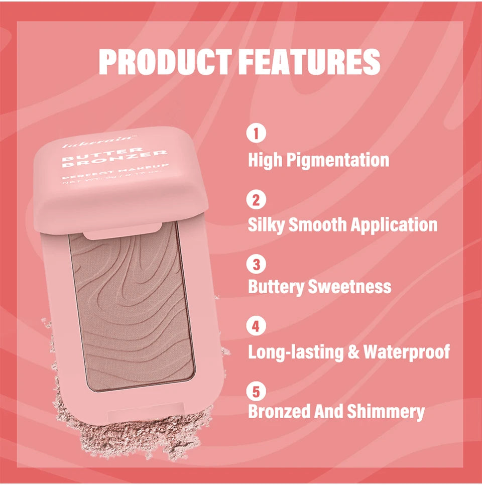 Single Color Butter Blush Matte Natural Cheek Tint Waterproof Face Contouring Cosmetics Blush Powder Face Soft Female Makeup