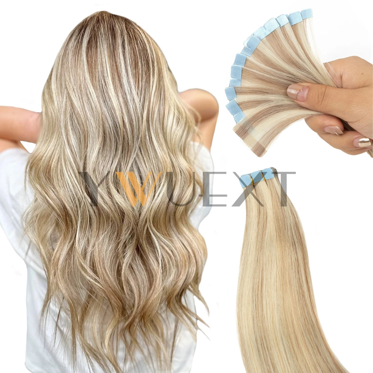 Mini Tape In Human Hair Extensions 12"-24" Machine Remy Skin Weft Adhesive Tape Hair Natural Black Brown Blonde Tape Ons 10pcs