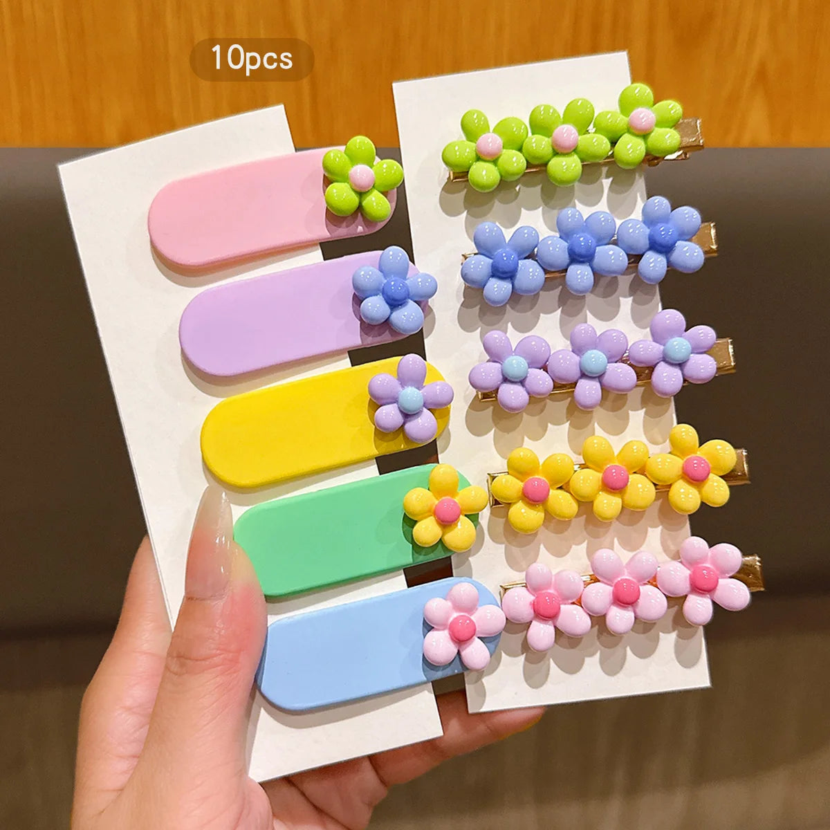 10pcs Flower Hair Clips - Cute Korean BB Clips for Daily Use
