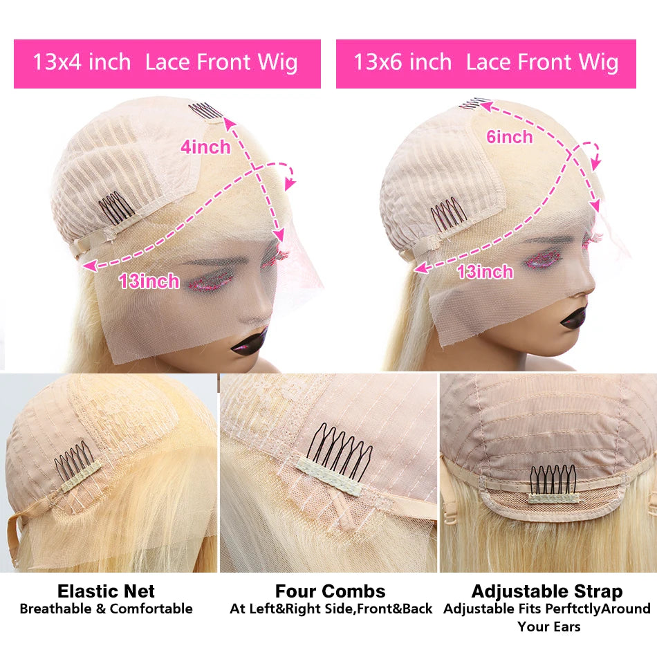 200% Body Wave 13x4 Human Hair Blonde Wig Water Wave 613 HD Lace Frontal Wig Brazilian 13x6 Colored Lace Front Wigs For Women