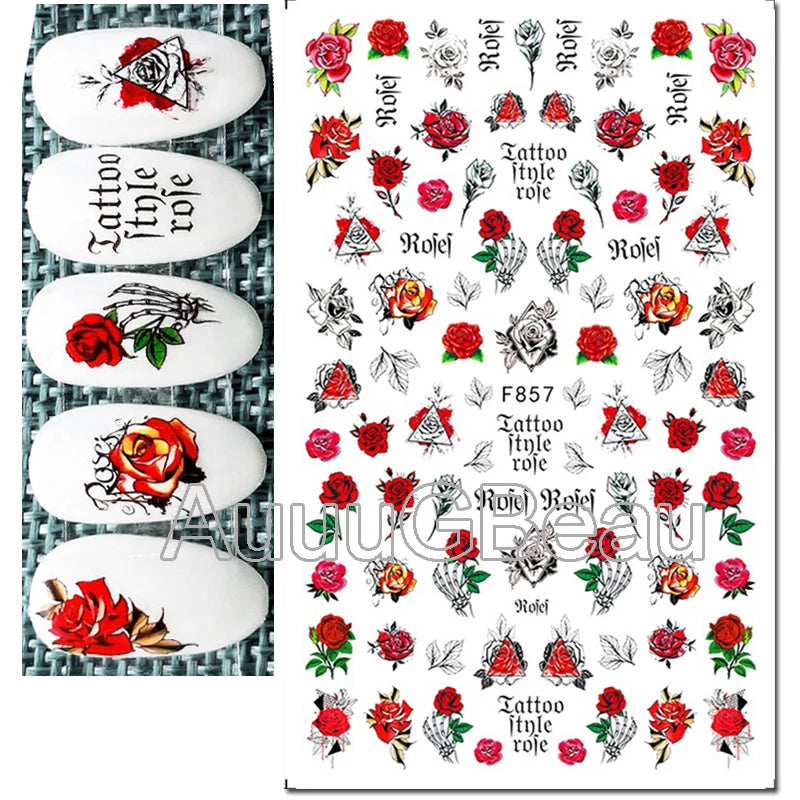 3d Pink Hearts Balloon Valentine Day Love Letters Nail Art Stickers Adhesive Sliders Nail Decals Decoration Manicure Accessories