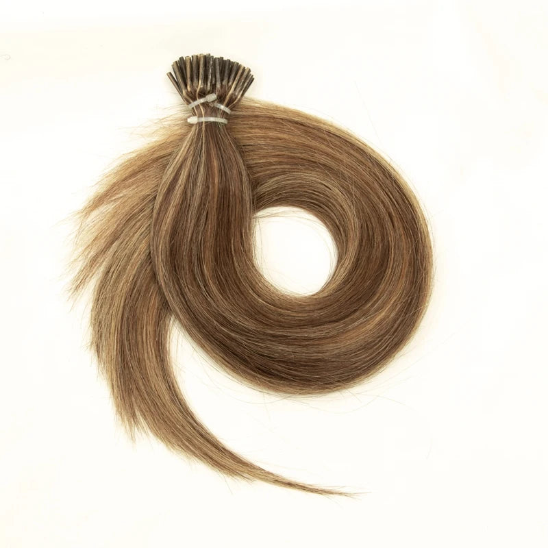 I Tip Keratin Hair Extensions Real Human Hair Pre Bonded Micro Beads Hair Capsules Micro link Capsules Hair 14-22" 30g/1pack