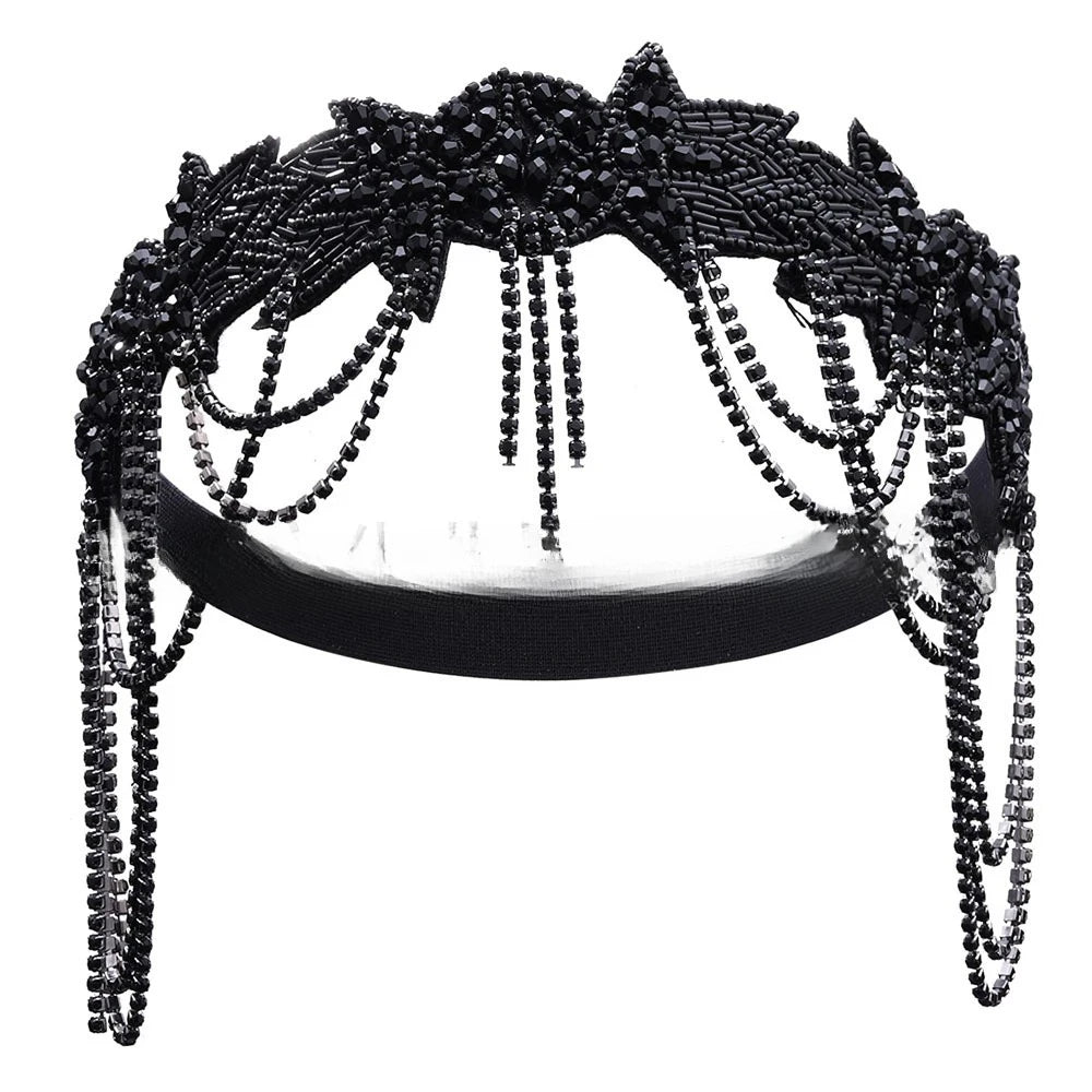 1920s Headband - Great Gatsby Rhinestone Fringe Hair Accessory