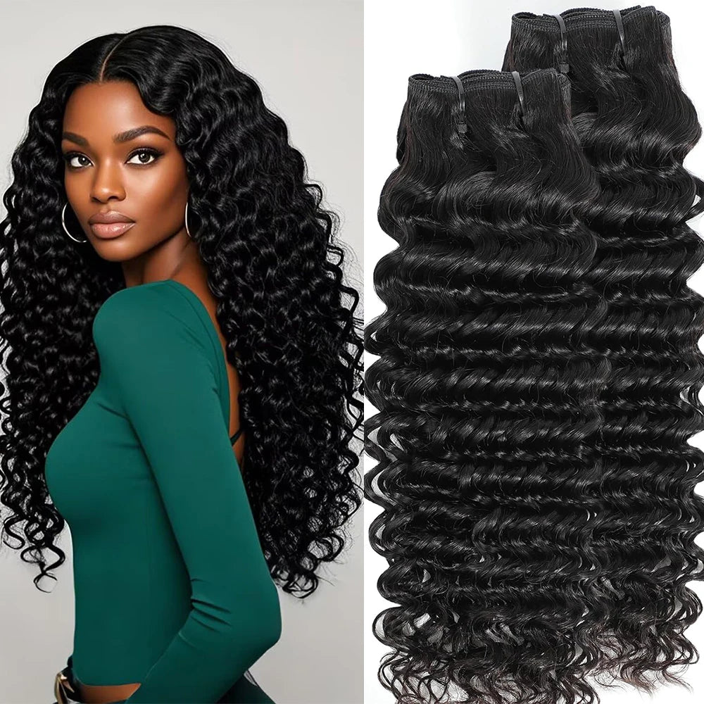 Burmese Curly Bundles Human Hair 18-26 Inch Deep Wave Raw Hair Bundles 100% Unprocessed Double Weft Hair Extensions Weave Water