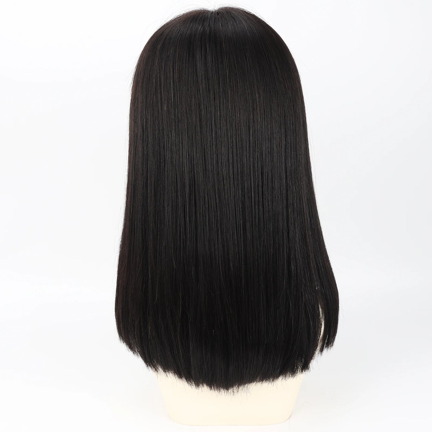 Real Virgin European Human Hair Wig with Bangs 6x6“ Silk Base Wig for Women 22” Bob Hair with PU Around Everyday Wear