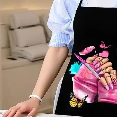 Nail Polish Printing Beauty Kitchen Women Apron Household Cleaning Pinafore Salon Home Cooking Baking Manicure Work Clothes