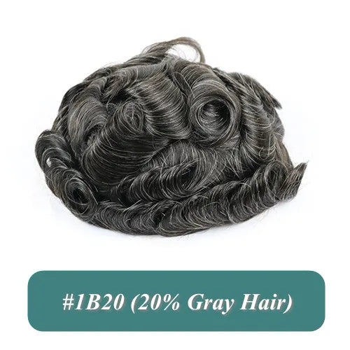 Men's Hair Replacement System - 30mm Wave Toupee with Skin Base