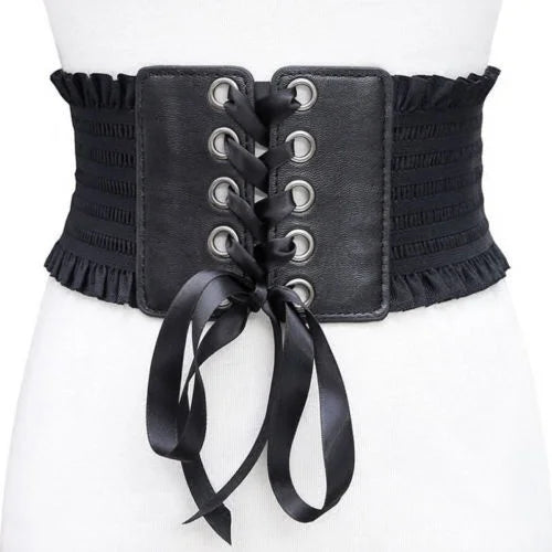 1 Pcs Elastic Belts For Woman Stretch Wide Belt Tassels Elastic Buckle Wide Dress Corset Waistband Women's High Waist Belt
