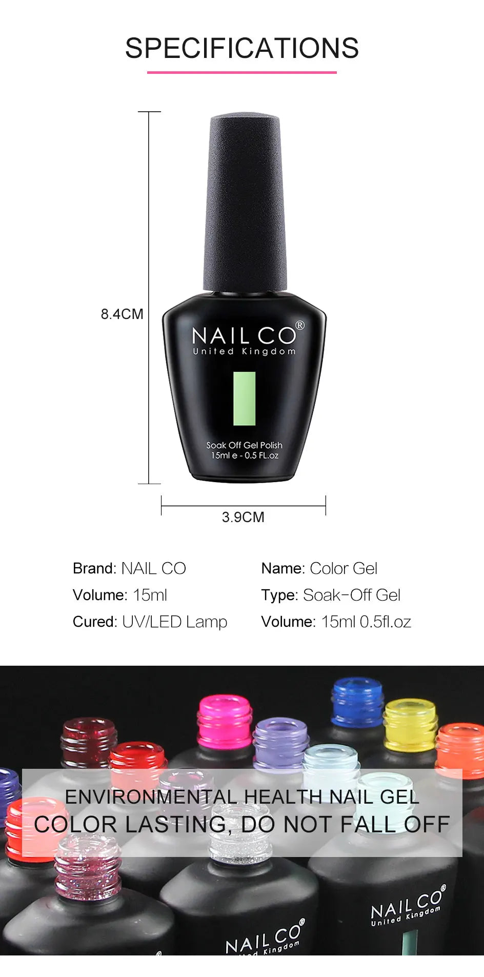 NAILCO 15ml Gel Polish Hema TPO Free Nail Art Semi Permanent UV Varnish Gel Manicure Top Coat Hybrid Gel Glue Nails Supply Ongle