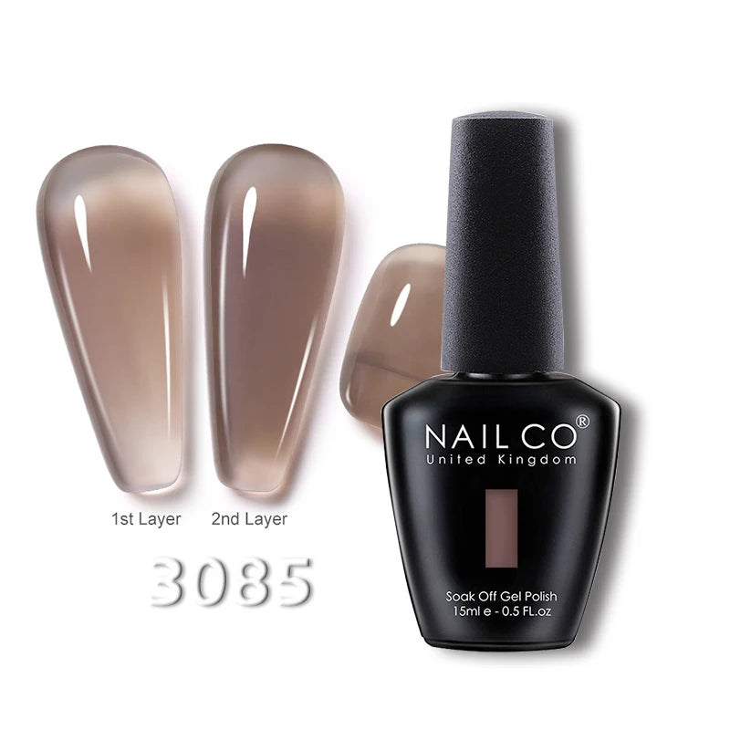 NAILCO 15ml Translucent Gel Nail Polish Semi-permanent Enamels Varnish For UV Nails Art Hybrid LED Nail Gel Transparent Manicure