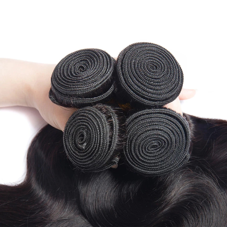 Body Wave Bundles Human Hair Indian Hair Weave Bundles 1/3/4 Pcs Bundles Natural Black 10-30 Inch Remy Hair Extensions Tissage