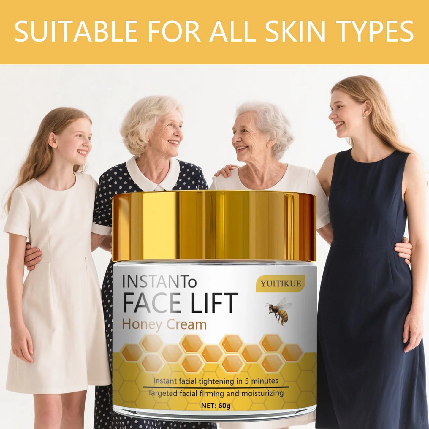 YUITIKUE 5-Minute Face Lift Honey Cream - Instant Tightening & Firming, Deeply Moisturizing, Creamy Texture for All Skin Typ