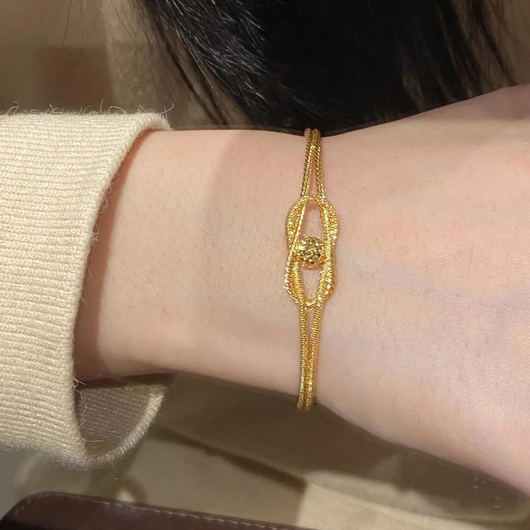 Sparkling exquisite crushed ice ball knot bracelets for women light luxury retro High quality bangles banquet jewelry gifts