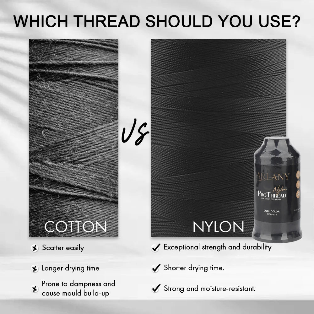 ARLANY Weft Hair Extension Sewing Thread 1500 Yards - Nylon Bonded Thread