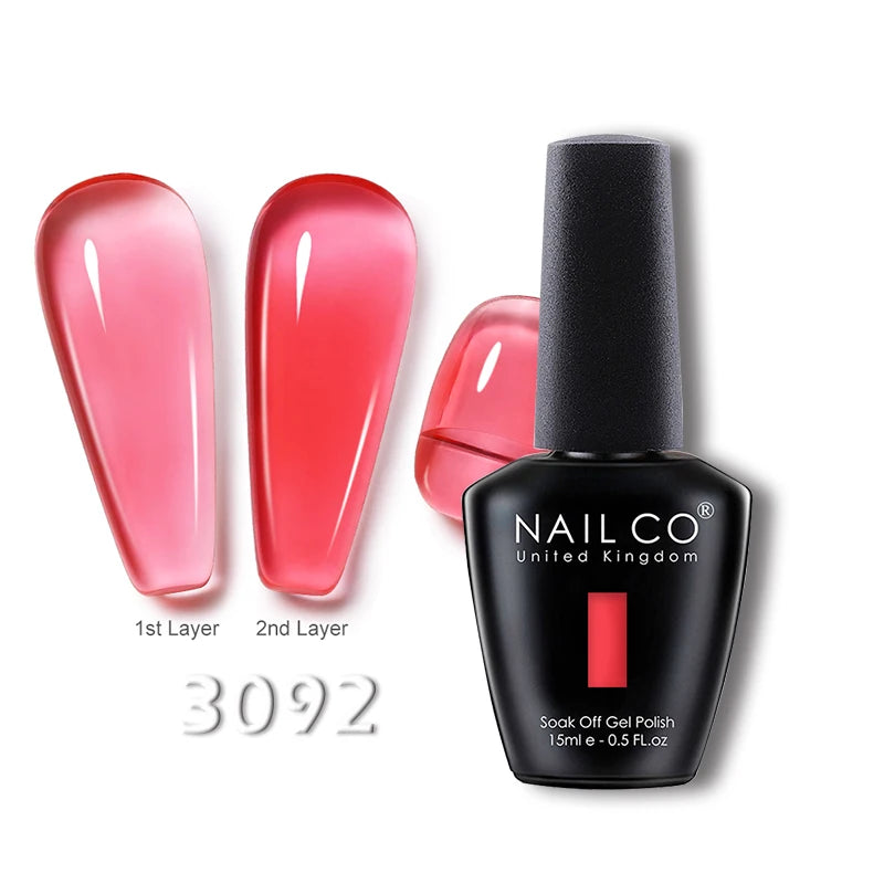 NAILCO 15ml Translucent Gel Nail Polish Semi-permanent Enamels Varnish For UV Nails Art Hybrid LED Nail Gel Transparent Manicure