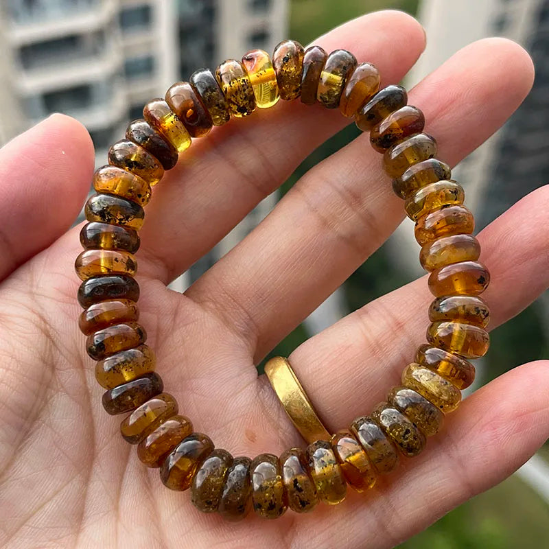 Baltic Plant Amber Bracelet for Women Gift Unique Handmade Irregular Golden Beads New Natural Stone Jewelry Supplier Wholesale