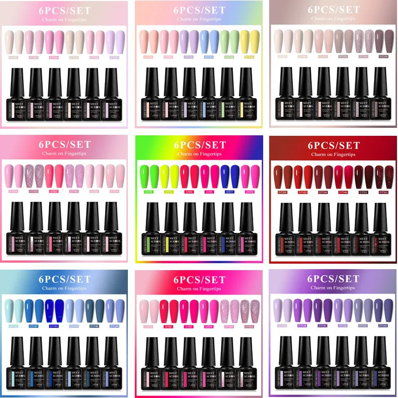6pcs Gel Nail Polish Set HEMA Free 7ml Semi Permanent Soak Off UV Gel Varnish Nail Art Decoration Christmas Nails Nail Supplies
