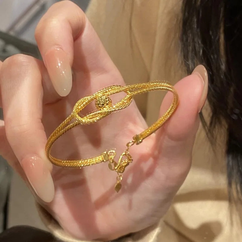 Sparkling exquisite crushed ice ball knot bracelets for women light luxury retro High quality bangles banquet jewelry gifts