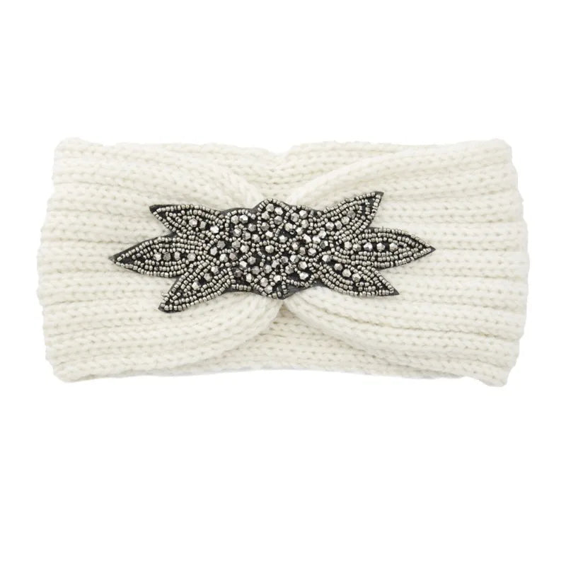 Knitted Rhinestone Butterfly Headband - Fashionable Hair Accessory