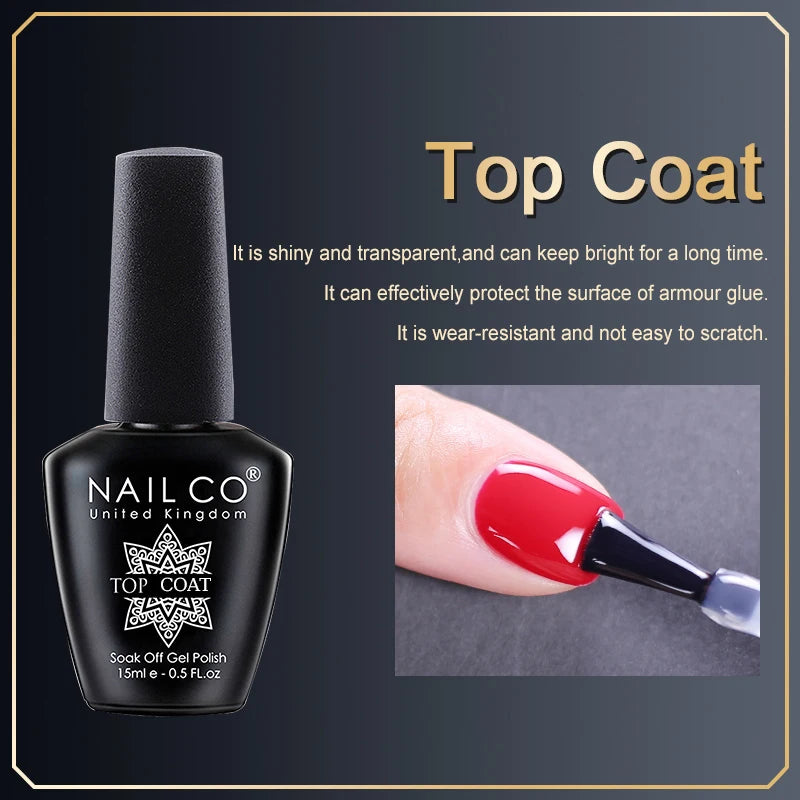 NAILCO 15ml Gel Polish Hema TPO Free Nail Art Semi Permanent UV Varnish Gel Manicure Top Coat Hybrid Gel Glue Nails Supply Ongle