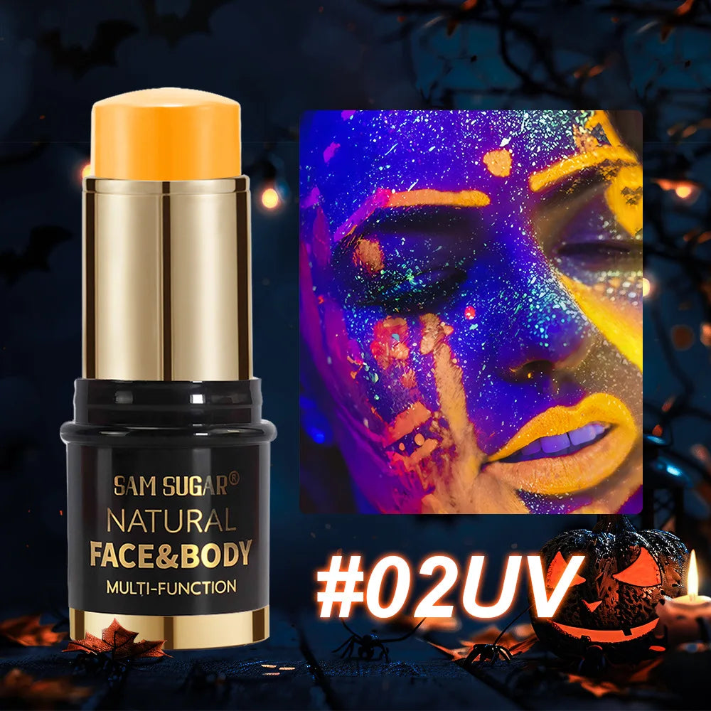 12-Colors Black White Halloween Makeup Waterproof Face & Body Paint Stick Neon Colorful Blue Green Yellow Face Paint Cosmetics