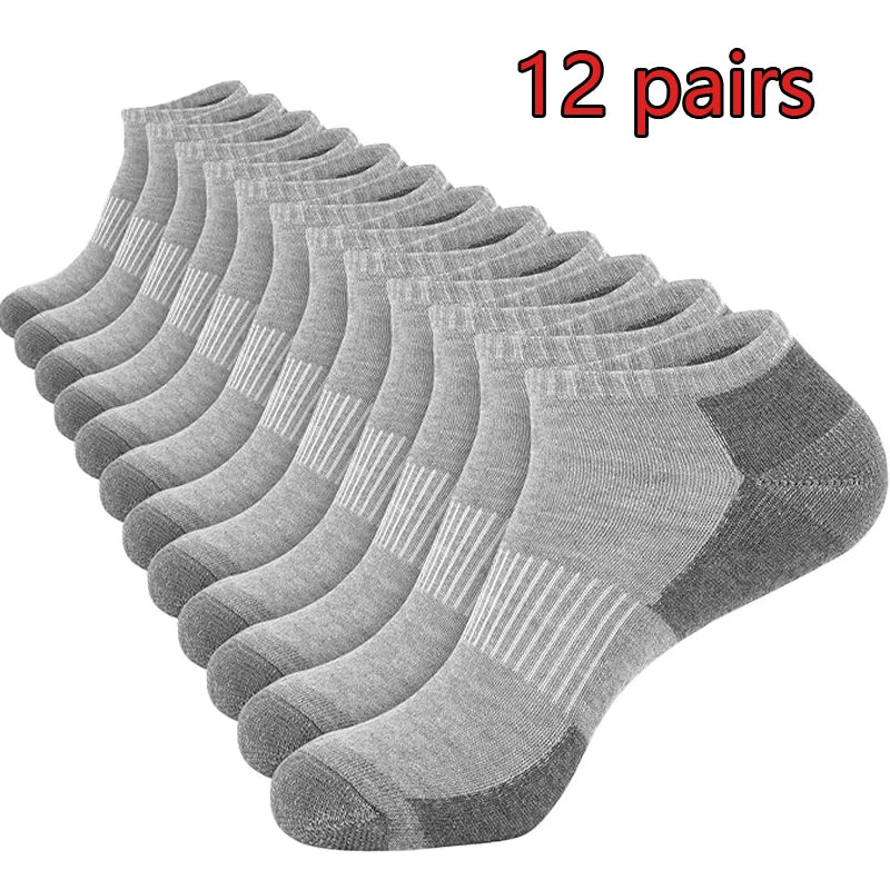 12 Pack Mens Cushioned Ankle Socks, Low Cut Breathable Casual Spring, summer, autumn Socks