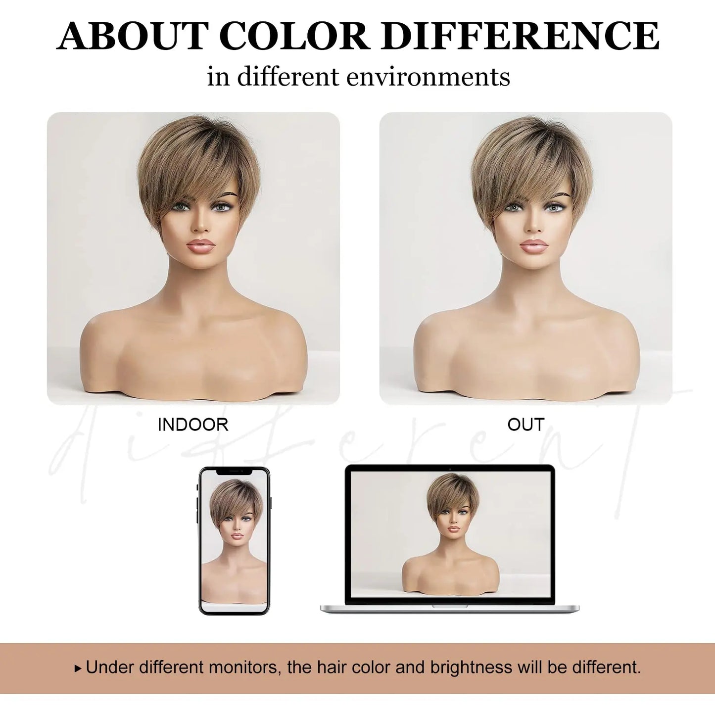 Lace Front Wigs Ombre Light Brown Remy Human Hair Ash Brown Pixie Cut Hairs with Bang Short Straight Wig for Women Bob Human Wig